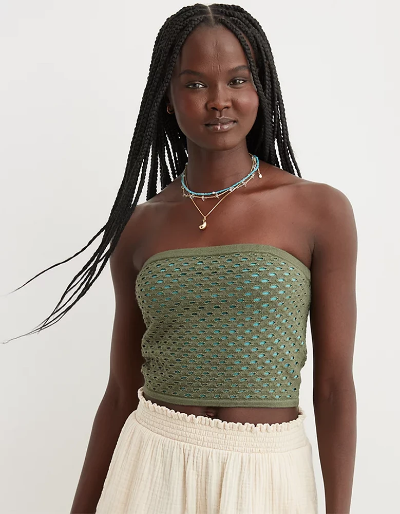 Aerie Crochet Sweater Tube Top