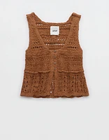 Aerie Crochet Sweater Vest Top