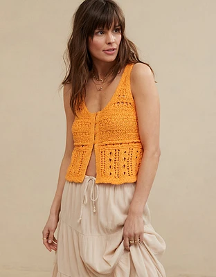 Aerie Crochet Sweater Vest Top