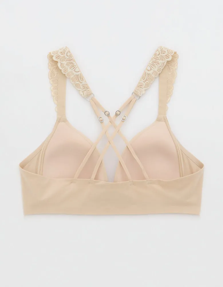 Aerie Sunnie Wireless Lightly Lined Bloom Lace Strap Bra