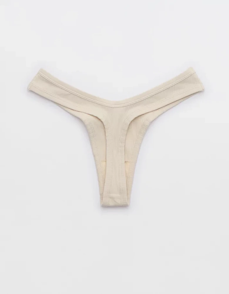 Superchill Ribbed Cotton High Cut Thong Underwear