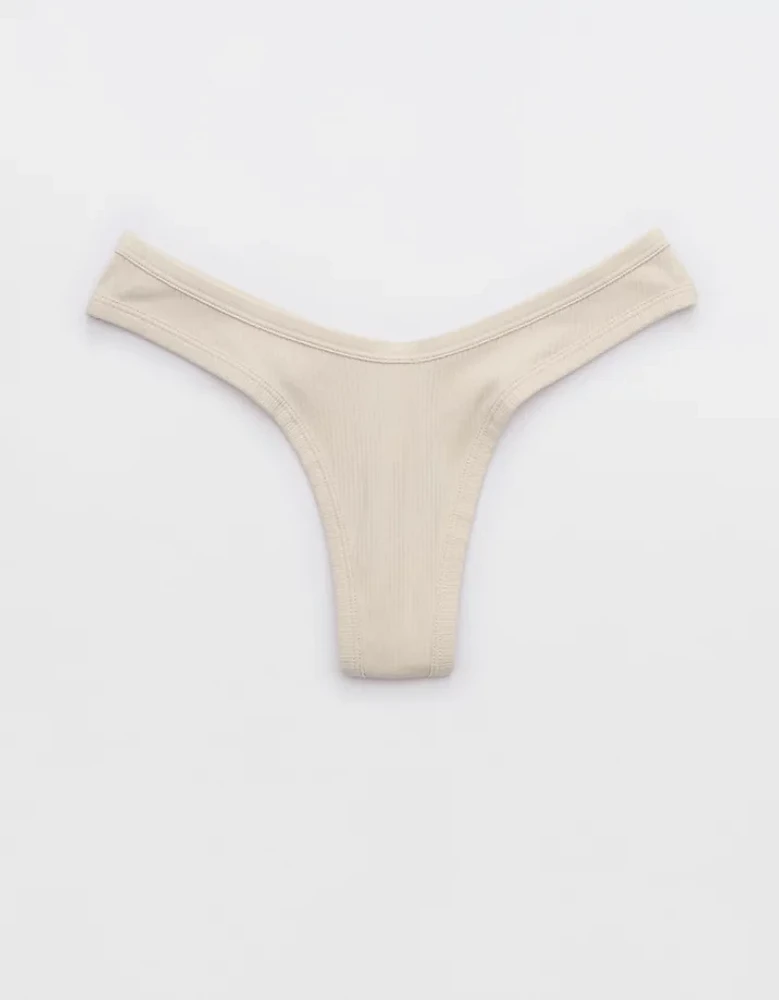 Superchill Ribbed Cotton High Cut Thong Underwear