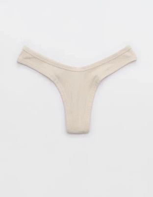 Superchill Ribbed Cotton High Cut Thong Underwear