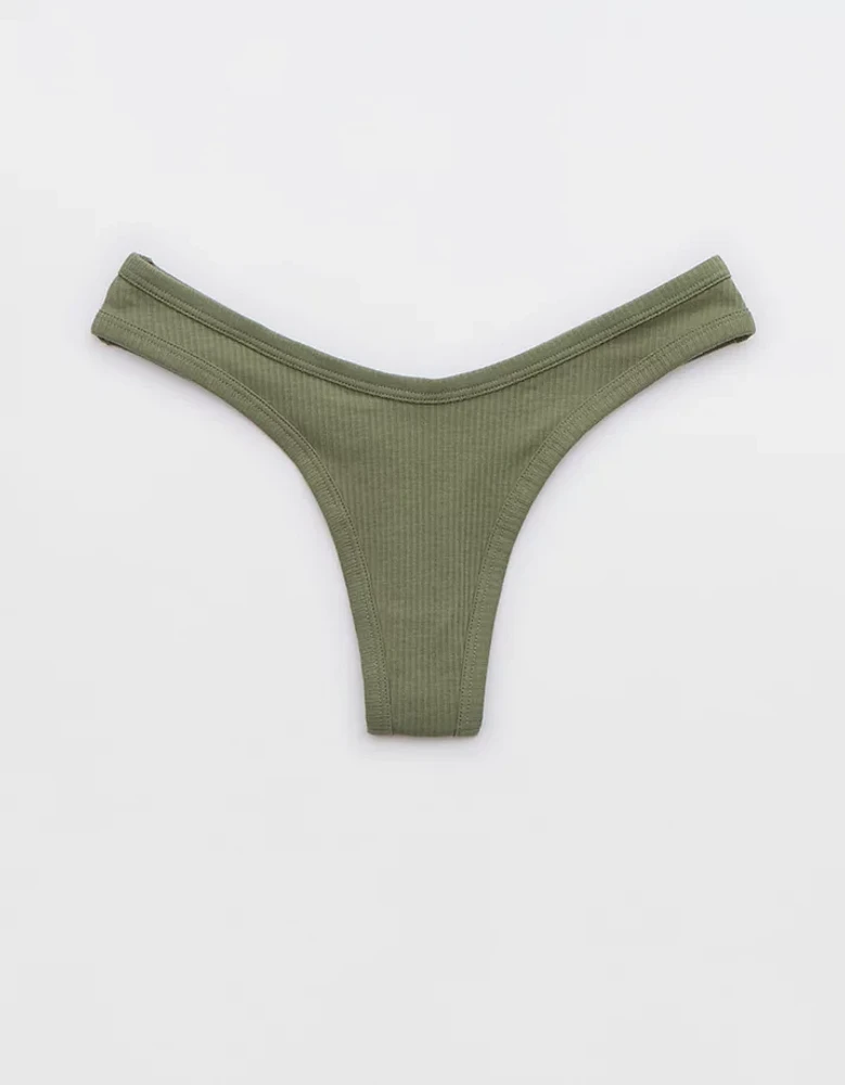 Superchill Ribbed Cotton High Cut Thong Underwear