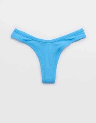 Superchill Ribbed Cotton High Cut Thong Underwear