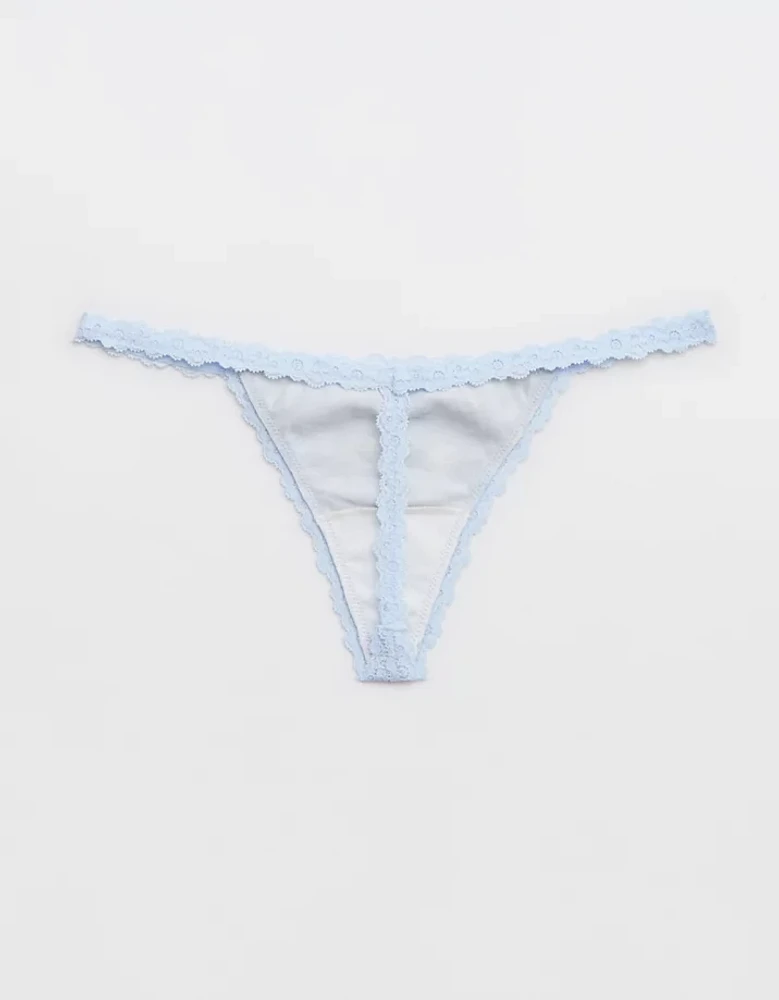 Superchill Cotton Lace Trim Thong Underwear