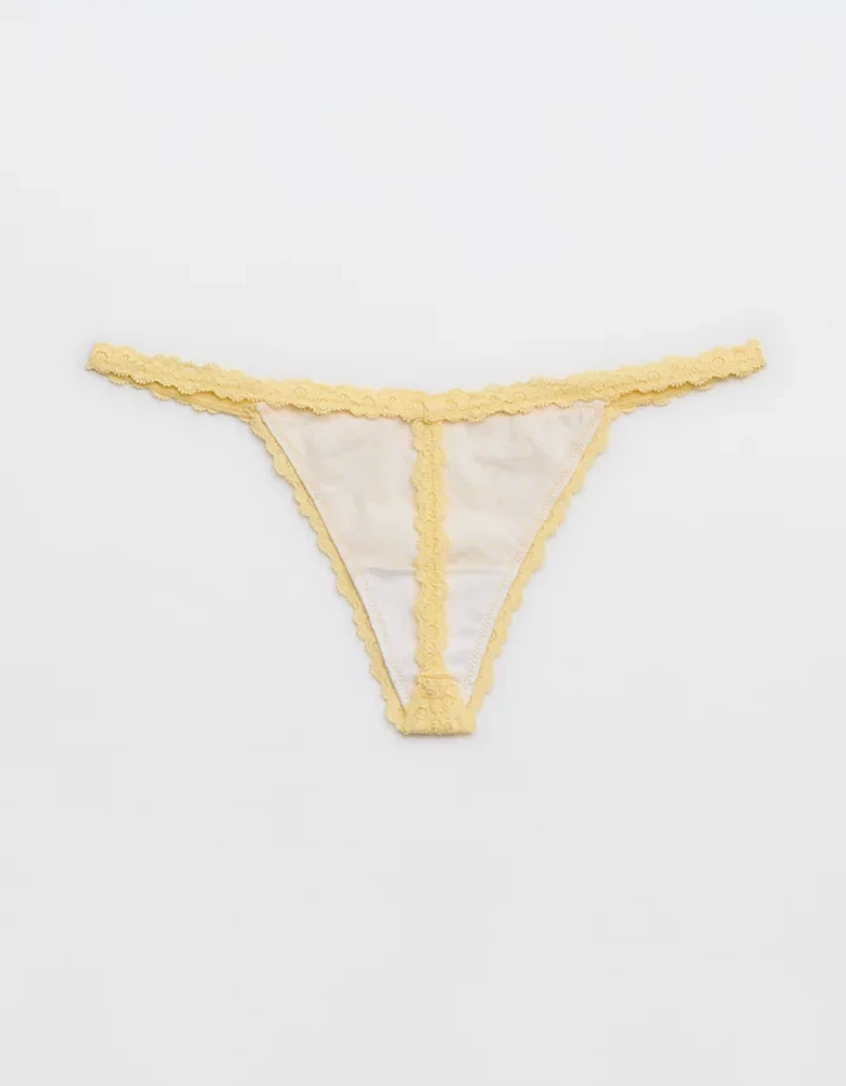 Superchill Cotton Lace Trim Thong Underwear