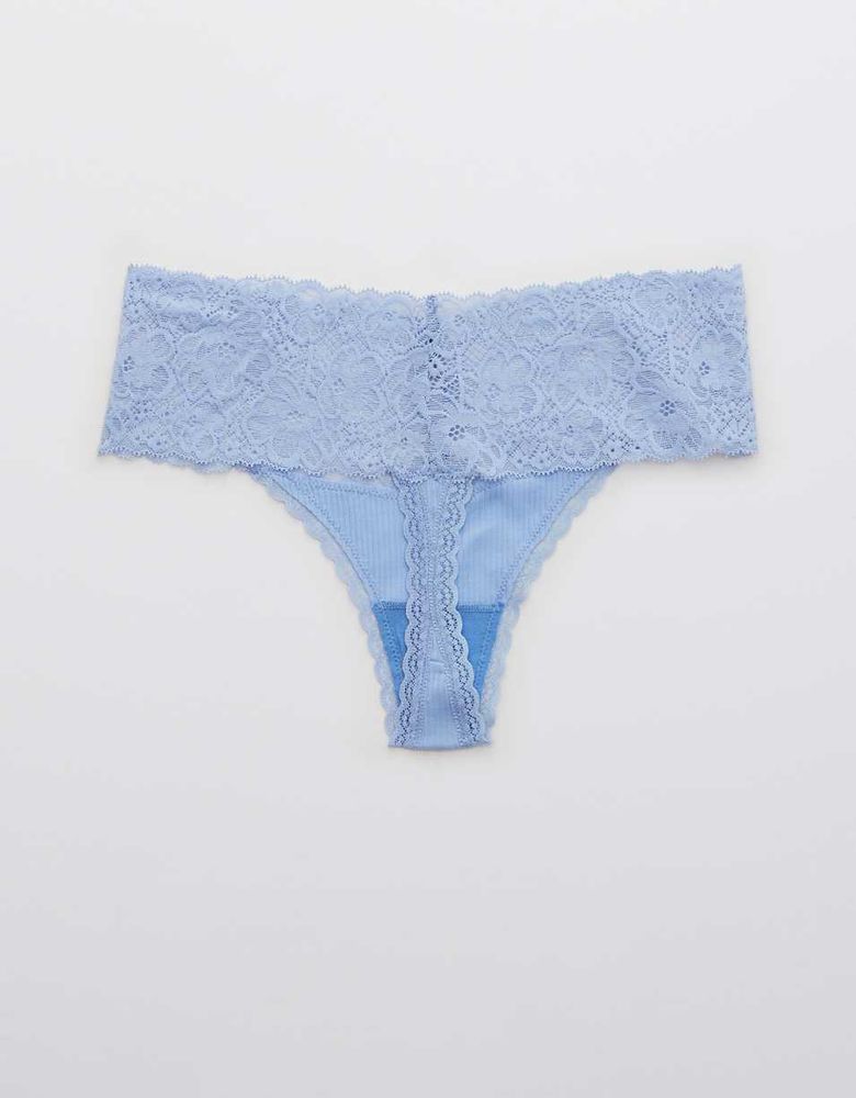 Aerie Cotton Wide Lace Thong Underwear