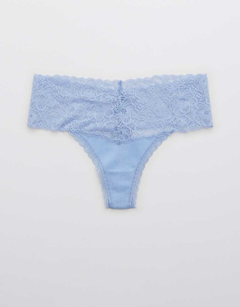 Aerie Cotton Wide Lace Thong Underwear