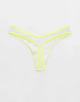 Aerie High Cut Cotton Mesh Thong Underwear