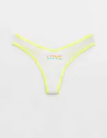 Aerie High Cut Cotton Mesh Thong Underwear