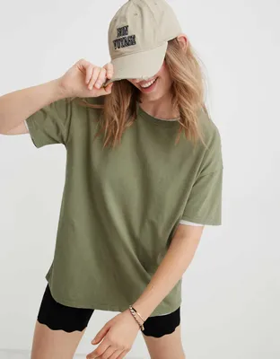 Aerie Distressed Basic Boyfriend T-Shirt