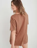 Aerie Distressed Basic V-Neck Boyfriend T-Shirt