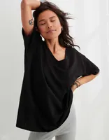 Aerie Distressed Basic V-Neck Boyfriend T-Shirt
