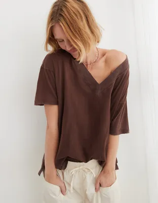 Aerie Extreme V-Neck Oversized Boyfriend T-Shirt