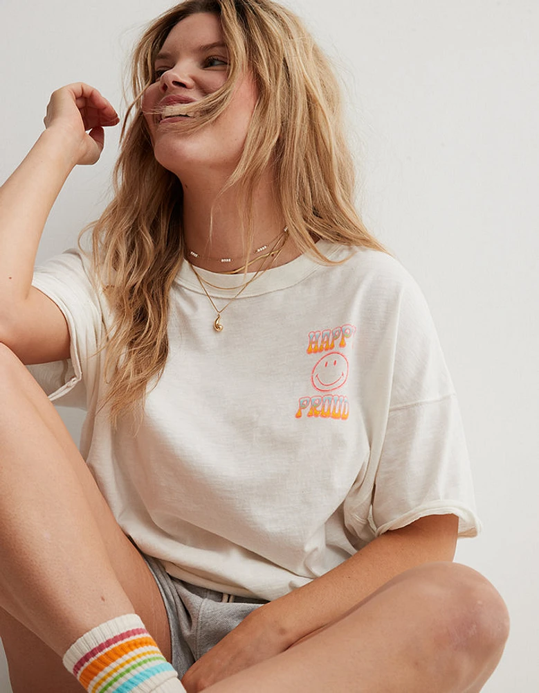 Aerie Smiley® Pride Graphic Oversized Boyfriend T-Shirt