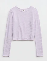 Aerie Long Sleeve Textured Cropped T-Shirt