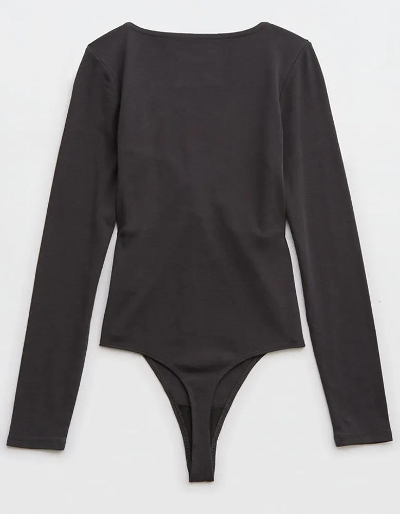 Aerie Long Sleeve Twist Front Bodysuit