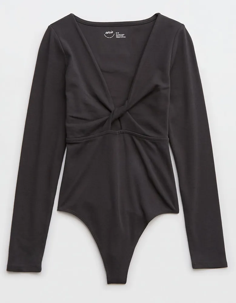 Aerie Long Sleeve Twist Front Bodysuit