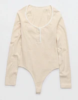 Aerie Long Sleeve Henley Bodysuit