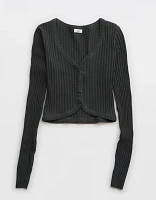 Aerie Cropped Ribbed Cardigan