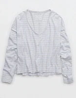 Aerie Long Sleeve Slouchy Oversized V-Neck T-Shirt