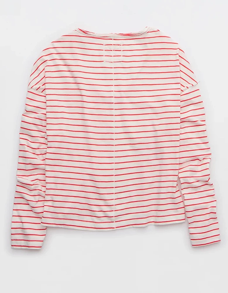 Aerie Long Sleeve Slouchy Oversized V-Neck T-Shirt