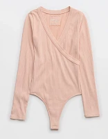 Aerie Long Sleeve Cross Front Bodysuit