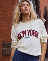 Aerie Cozy Long Sleeve Oversized Graphic Boyfriend T-Shirt