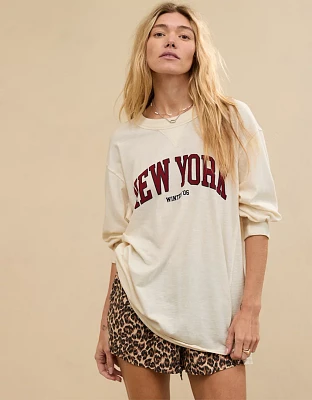 Aerie Cozy Long Sleeve Oversized Graphic Boyfriend T-Shirt