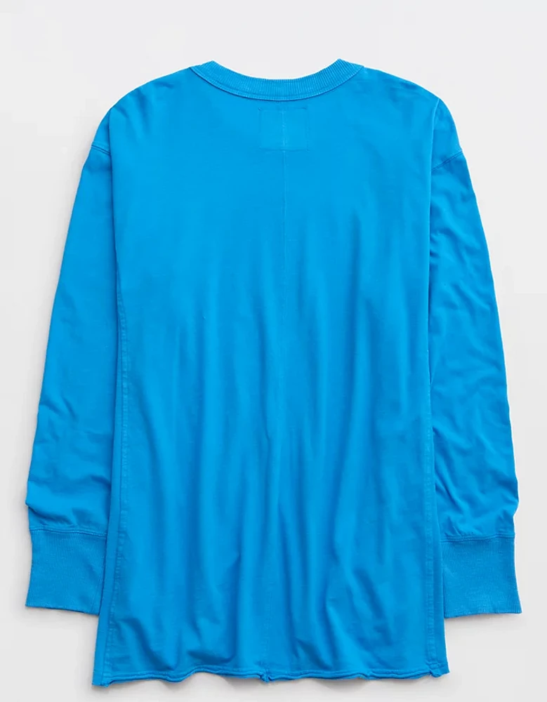 Aerie Cozy Long Sleeve Oversized Smiley® Graphic Boyfriend T-Shirt