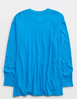 Aerie Cozy Long Sleeve Oversized Smiley® Graphic Boyfriend T-Shirt