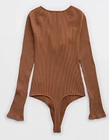 Aerie Long Sleeve Tie Front Bodysuit