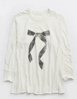 Aerie Cozy Long Sleeve Oversized Graphic Boyfriend T-Shirt