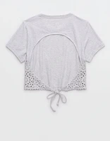 Aerie Summer House Crochet Open Back Baby T-Shirt