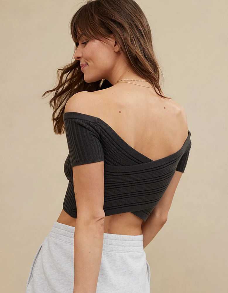 Aerie Shoulders Back Reversible Sweater T-Shirt