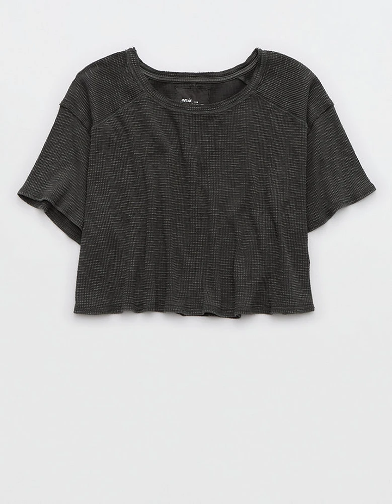 Aerie Cropped Waffle T-Shirt