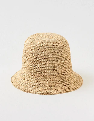 Aerie Straw Crochet Bucket Hat