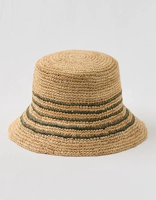 Aerie Striped Straw Bucket Hat