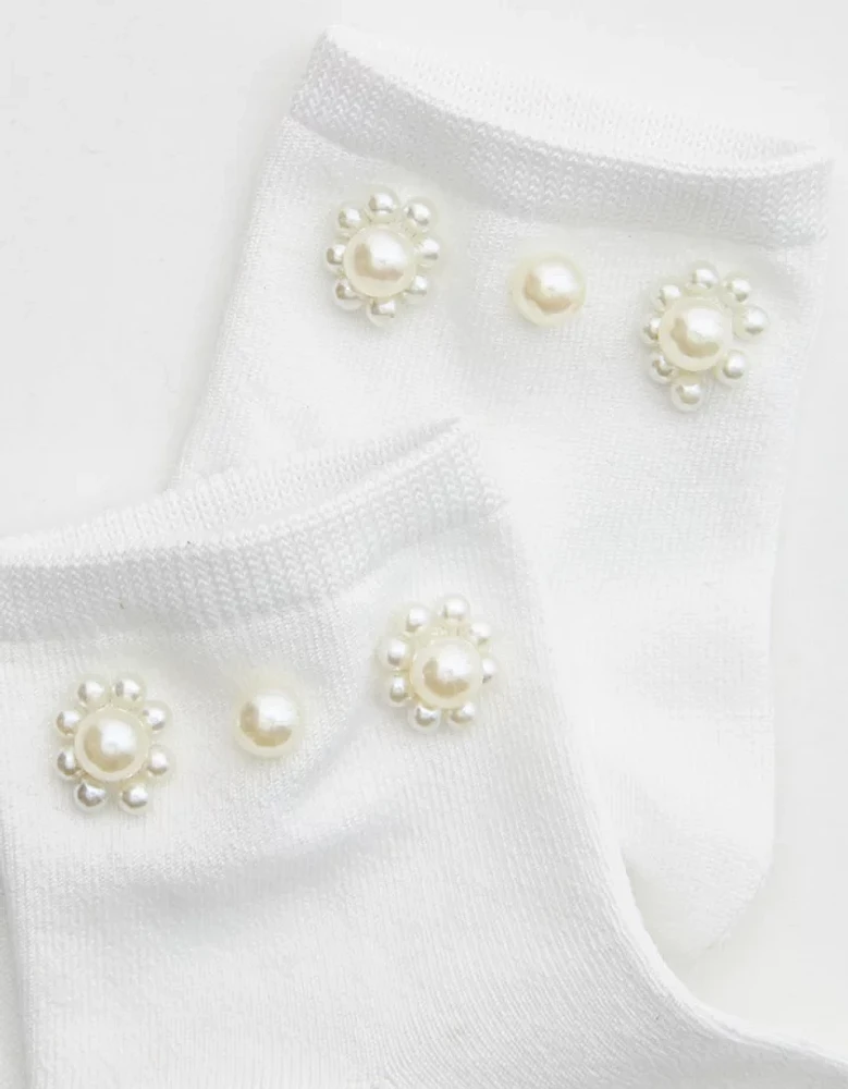 Aerie Pearl Embroidered Bobby Socks