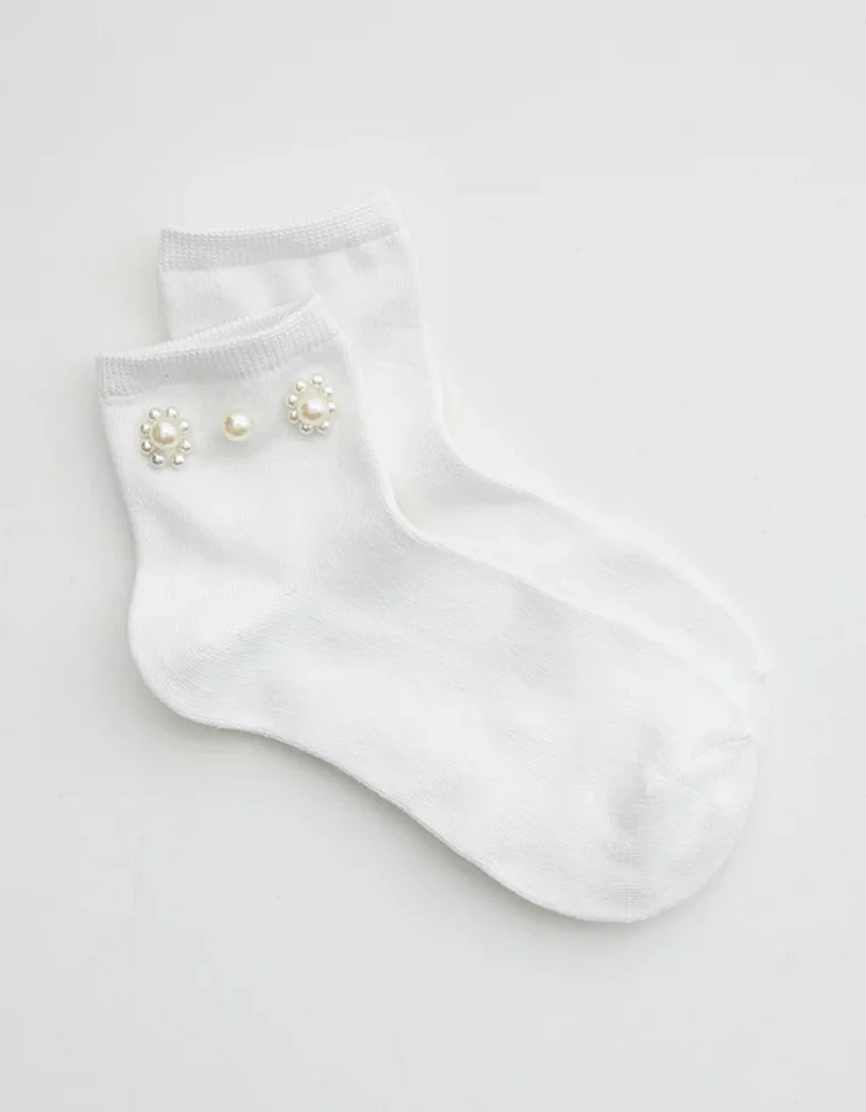 Aerie Pearl Embroidered Bobby Socks