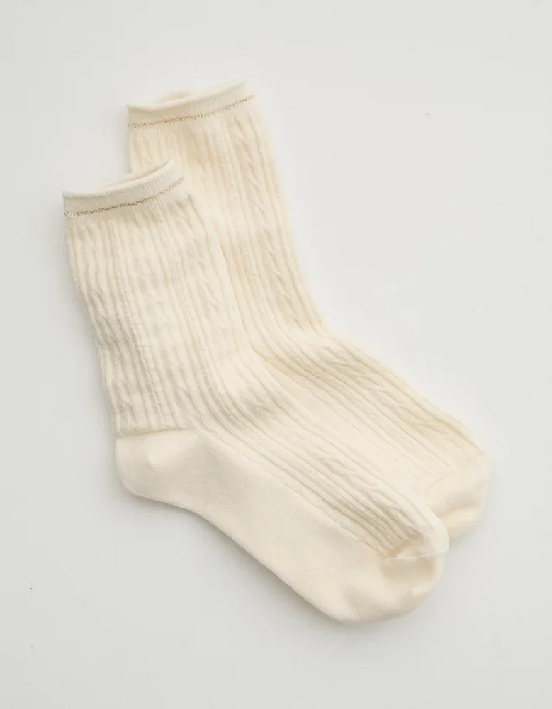 Aerie Cotton Cable Crew Socks