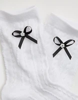 Aerie Pearl Bow Crew Socks