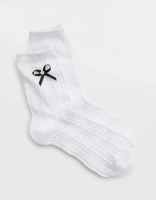 Aerie Pearl Bow Crew Socks