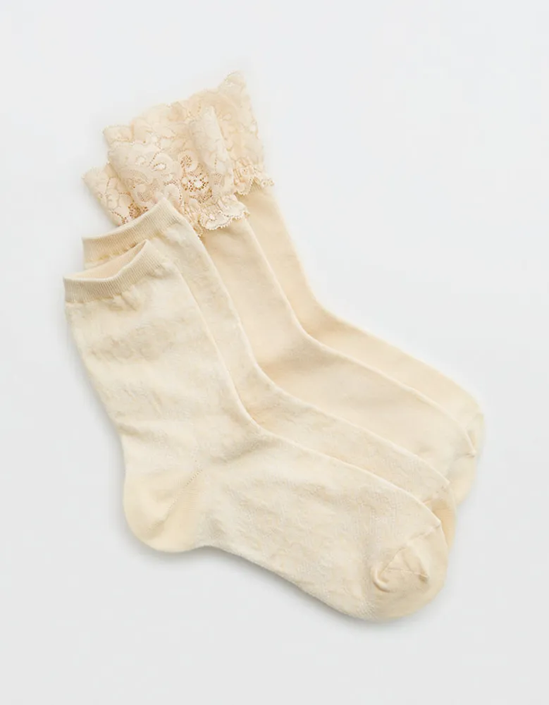 Aerie Lace Crew Sock 2-Pack