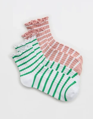 Aerie Lettuce Edge Bobby Sock 2-Pack