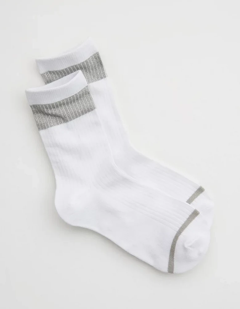 Aerie Metallic Wide Stripe Crew Socks