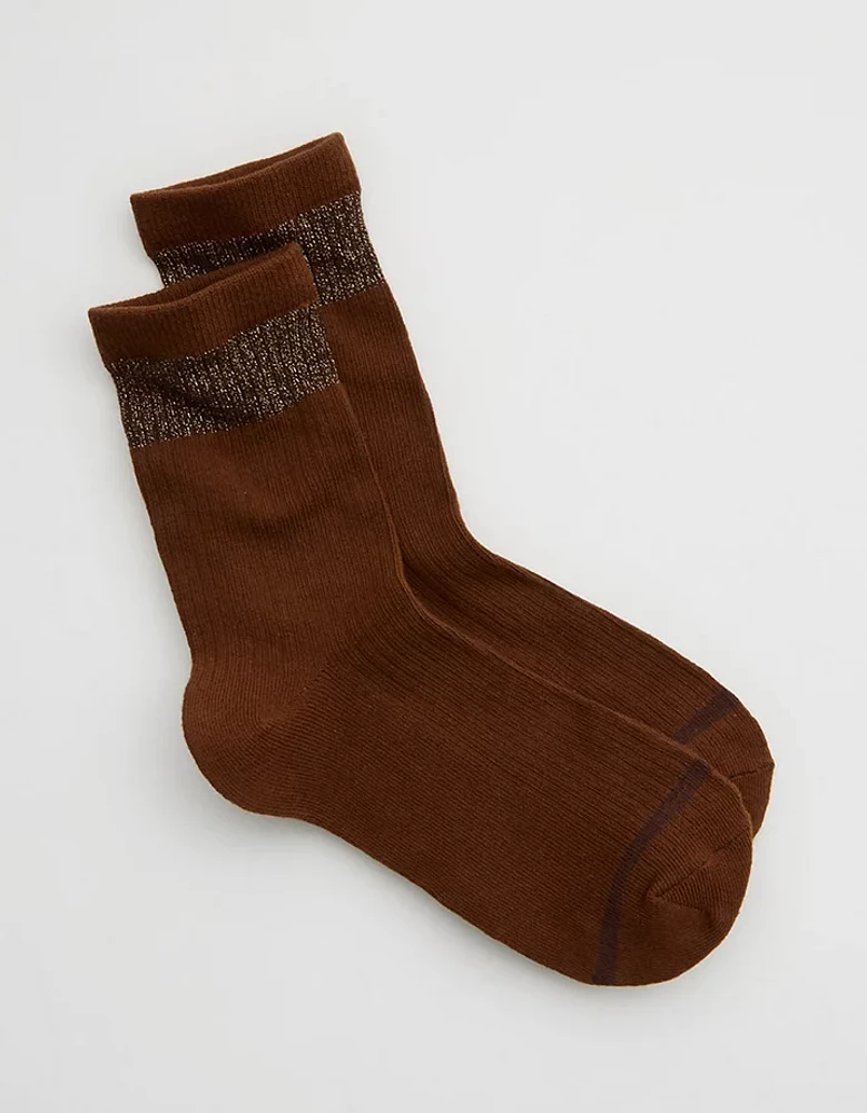 Aerie Metallic Wide Stripe Crew Socks