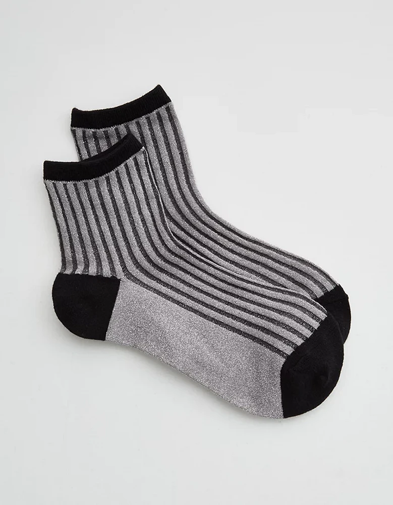 Aerie Sheer Ribbed Cotton Crew Socks