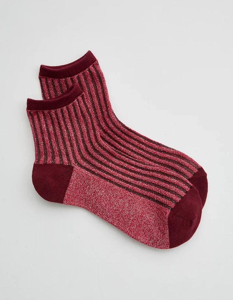 Aerie Sheer Ribbed Cotton Crew Socks